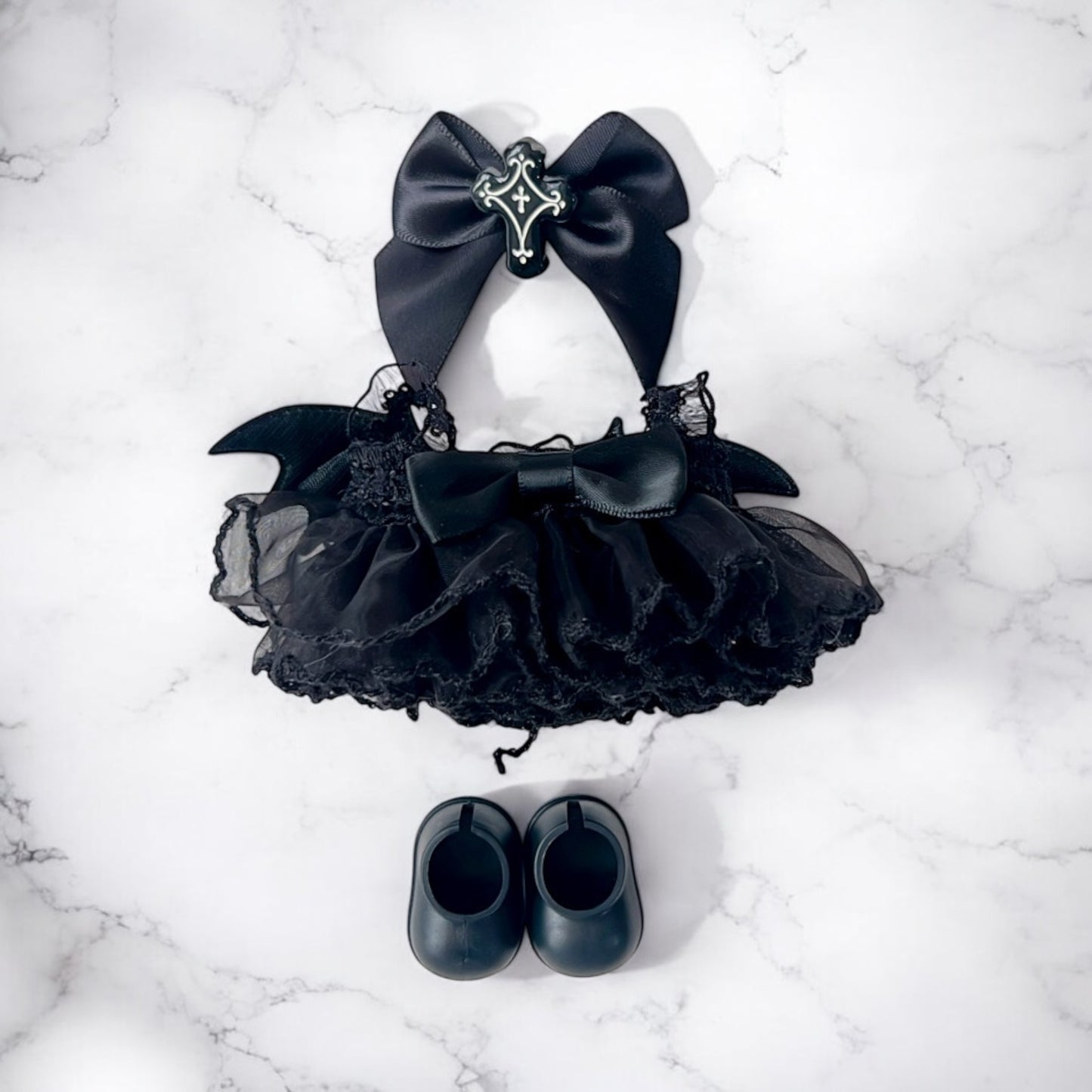 Handmand Fairy Butterfly Dress / Gothic Bat Dress Set fits for Labubu 17cm doll