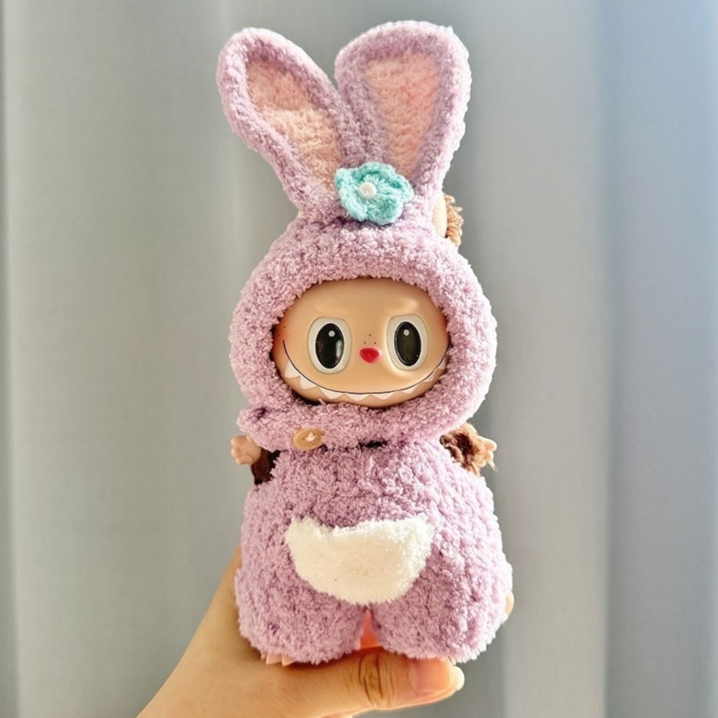 Transform your Labubu doll into the cutest bunny with this StellaLou Bunny costume outfit! Featuring the iconic purple rabbit from Duffy and Friends, this handmand outfit fits Labubu versions 1, 2, and 3. Ship worldwide with fast shipping. (Labubu figure not included.) StellaLou-bunny-costume_style_-_Handmand_Labubu_Doll_Outfit