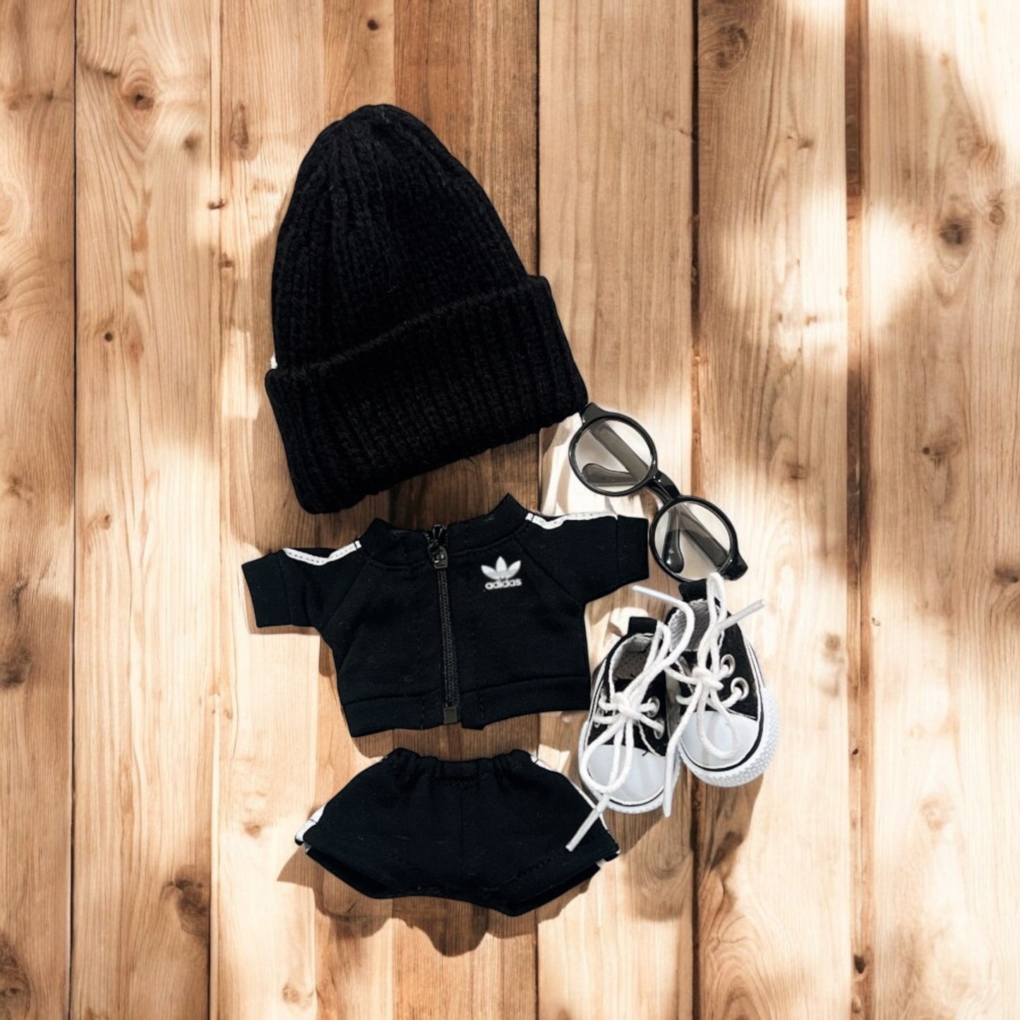 Get sporty with our handmade Labubu Doll outfit! Featuring a sleek black design with a sneaker style, it's perfect for all Labubu versions. Plus, we ship worldwide with fast shipping. (Labubu figure not included.), Labubu Doll Handmand Outfit, Black Sport Wear labubu handmade crochet clothes labubu gifts for her Valentine Day gift, fit for 1st 2nd ver