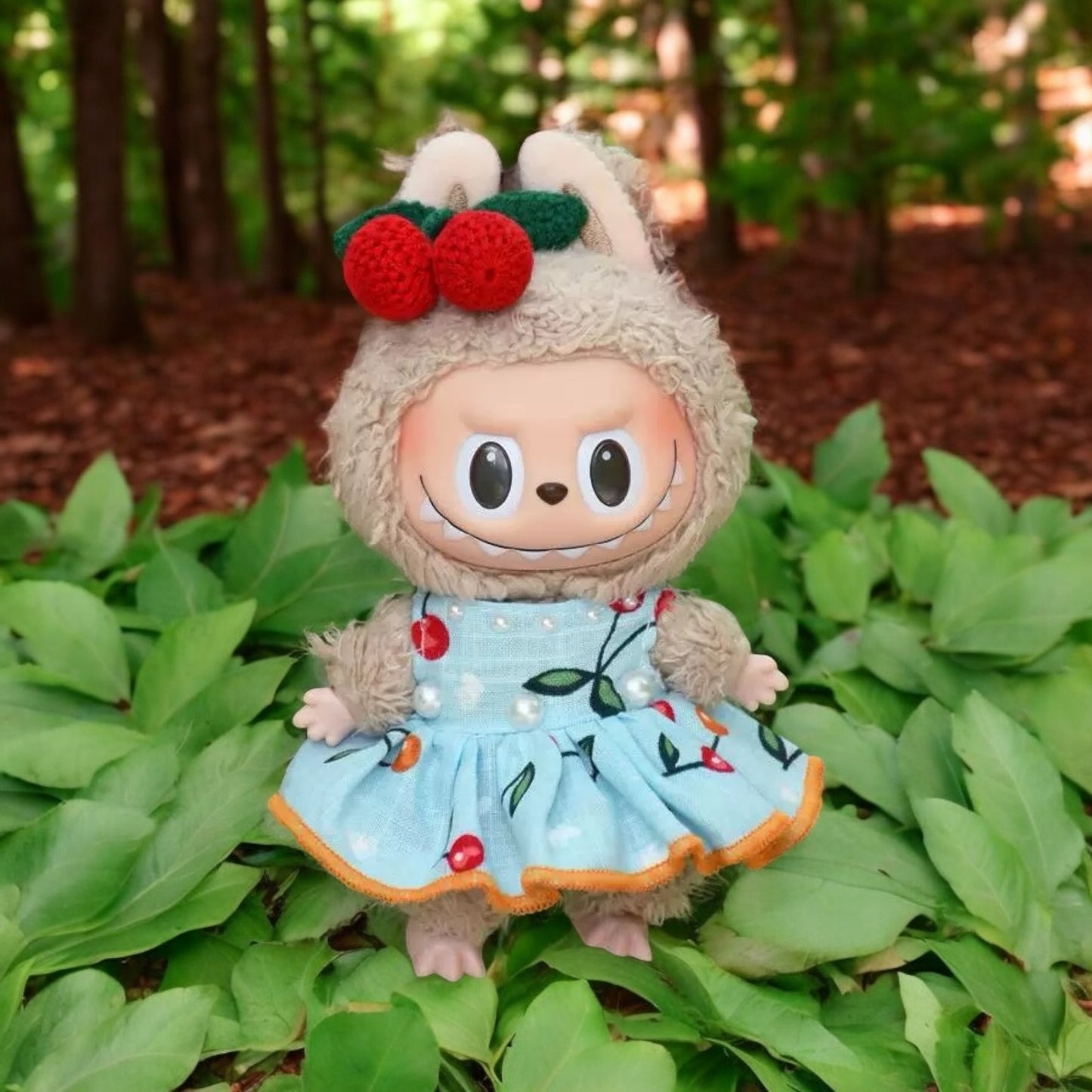 Labubu Doll Outfit Cherry Dress style - Handmand Labubu Doll Outfit