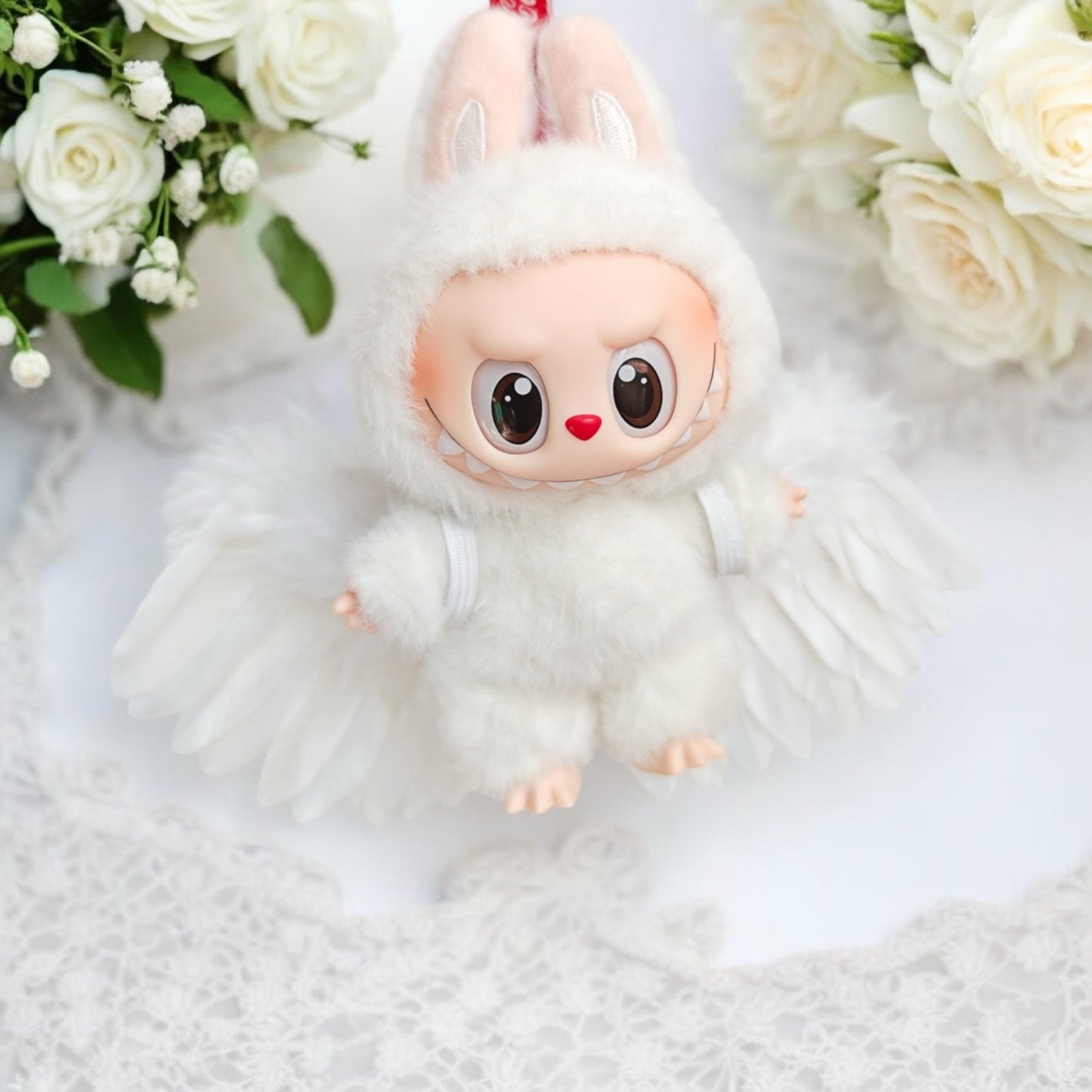Elevate your Labubu doll's look with these handmade Angel Wings! Compatible with version 1, 2, and 3 of the Labubu outfit, you can now bring your doll's fantasies to life. Fast shipping available for worldwide orders. (Labubu figure not included).