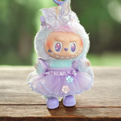 Handmand Fairy Butterfly Dress / Gothic Bat Dress Set fits for Labubu 17cm doll