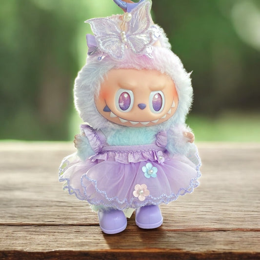 Handmand Fairy Butterfly Dress / Gothic Bat Dress Set fits for Labubu 17cm doll