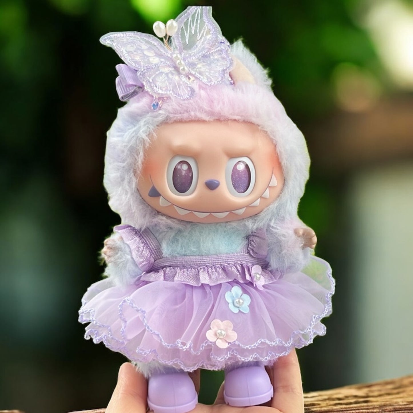 Handmand Fairy Butterfly Dress / Gothic Bat Dress Set fits for Labubu 17cm doll