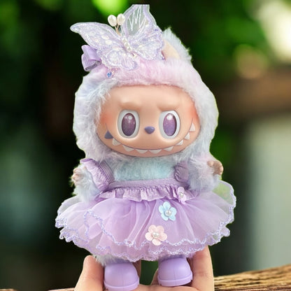 Handmand Fairy Butterfly Dress / Gothic Bat Dress Set fits for Labubu 17cm doll