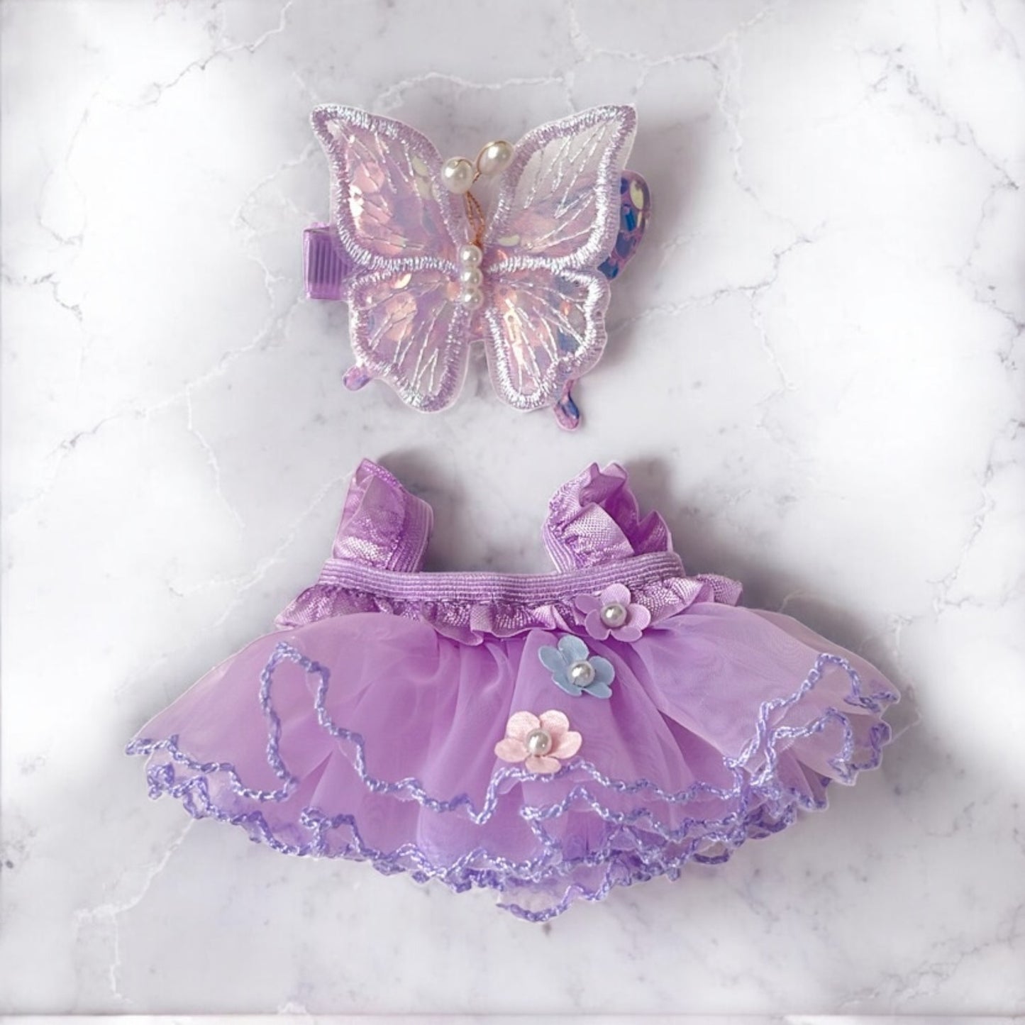 Handmand Fairy Butterfly Dress / Gothic Bat Dress Set fits for Labubu 17cm doll