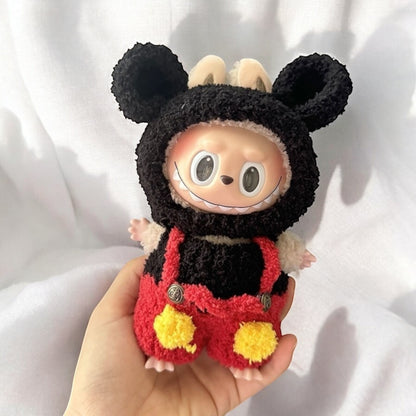 Introducing the Mickey Mouse costume style outfit for your Handmand Labubu Doll! Get ready to dress up your Labubu figures version 1, 2, or 3 and take on the world. Fast shipping available worldwide. (Labubu figure not included.), Mickey Mouse costume style - Handmand Labubu Doll Outfit