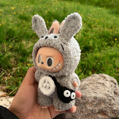 Transform your Labubu figure into the lovable Totoro with this handmade outfit! Perfect for versions 1, 2, and 3, this costume ships worldwide with fast shipping. Note: Labubu figure not included.