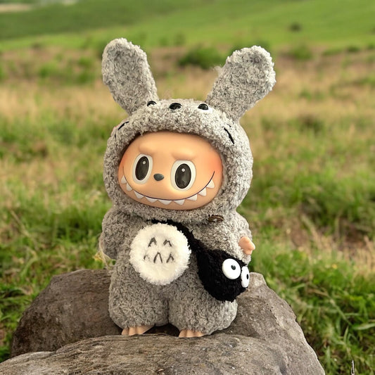 Transform your Labubu figure into the lovable Totoro with this handmade outfit! Perfect for versions 1, 2, and 3, this costume ships worldwide with fast shipping. Note: Labubu figure not included.
