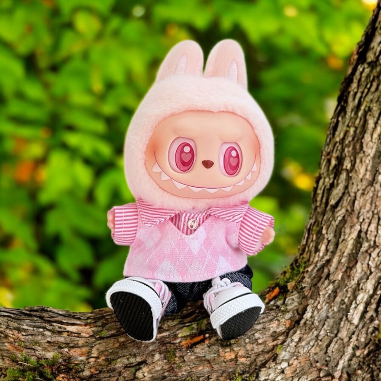 Preppy Argyle Outfit Set - Handmand Labubu Doll Outfit