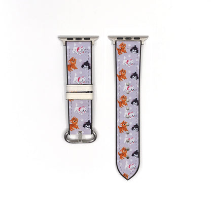 Watch strap with cartoonSmartwatch with a decorative band featuring The Aristocats - Marie cat characters on a white background character pattern on a white background