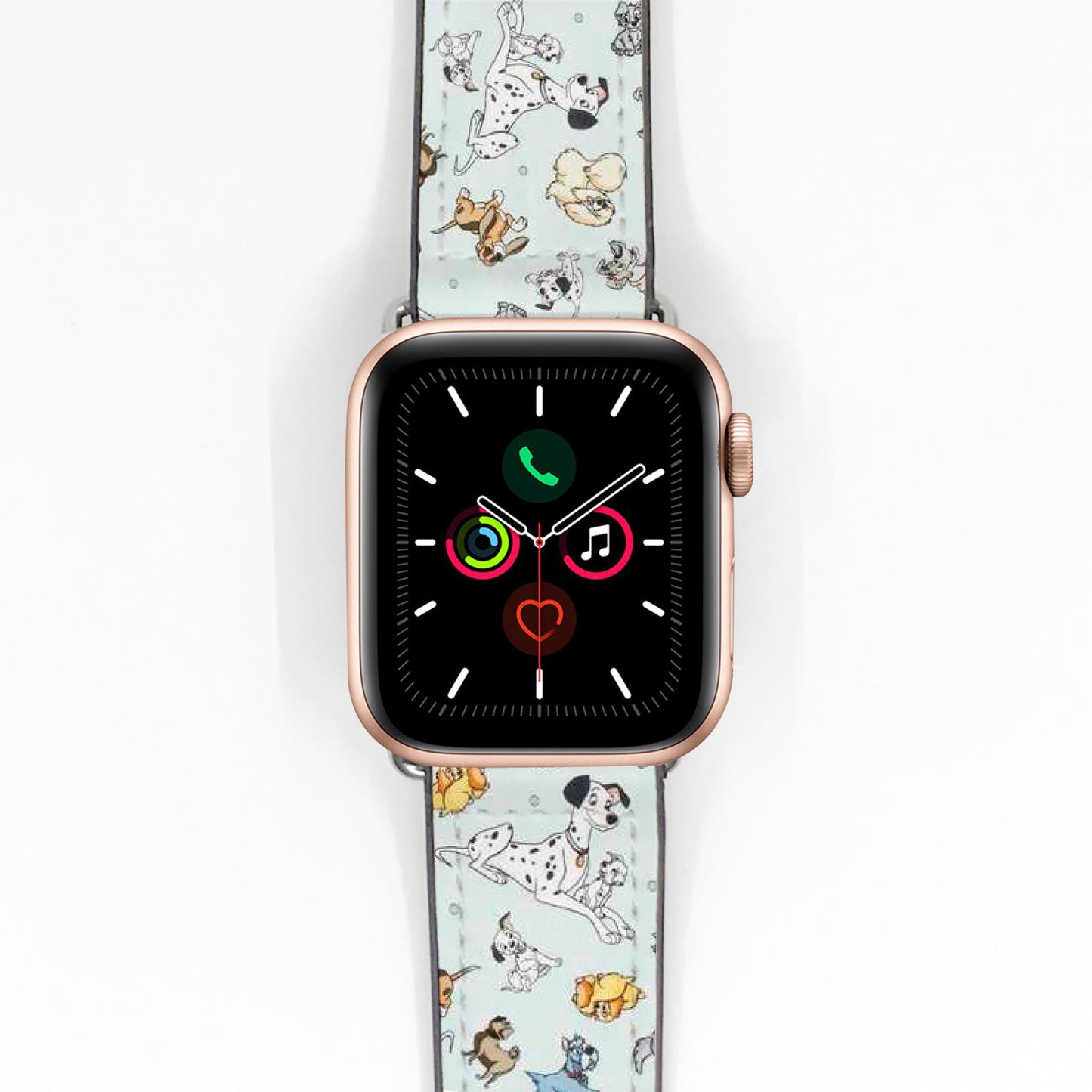 Apple Watch Smartwatch with a decorative band featuring Disney Dogs cartoon characters on a white background