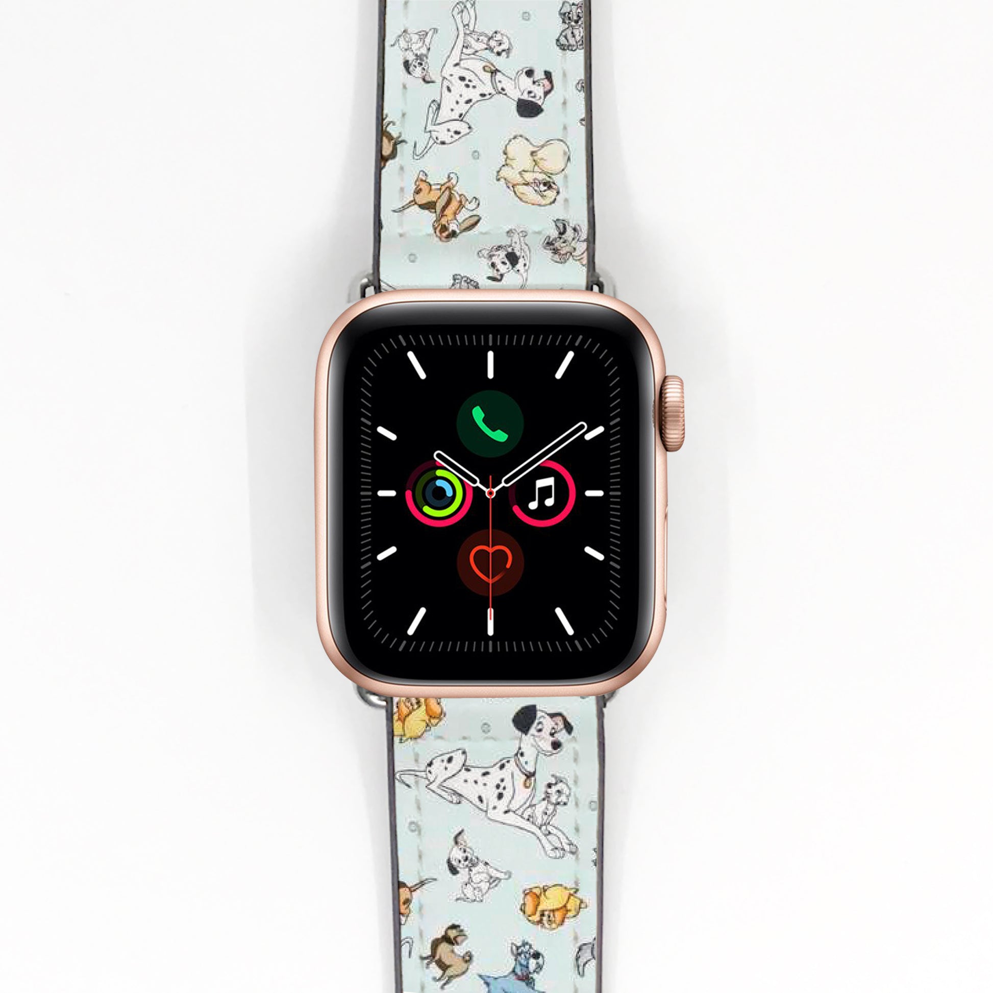 Apple Watch Smartwatch with a decorative band featuring Disney Dogs cartoon characters on a white background