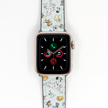 Apple Watch Smartwatch with a decorative band featuring Disney Dogs cartoon characters on a white background