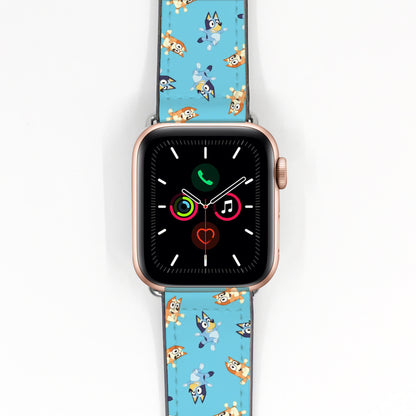 Bluey "Heeler Family Fun" Hybrid Leather & Silicone Apple Watch Band - 1046