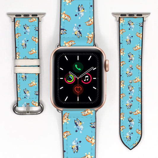 Bluey "Heeler Family Fun" Hybrid Leather & Silicone Apple Watch Band
