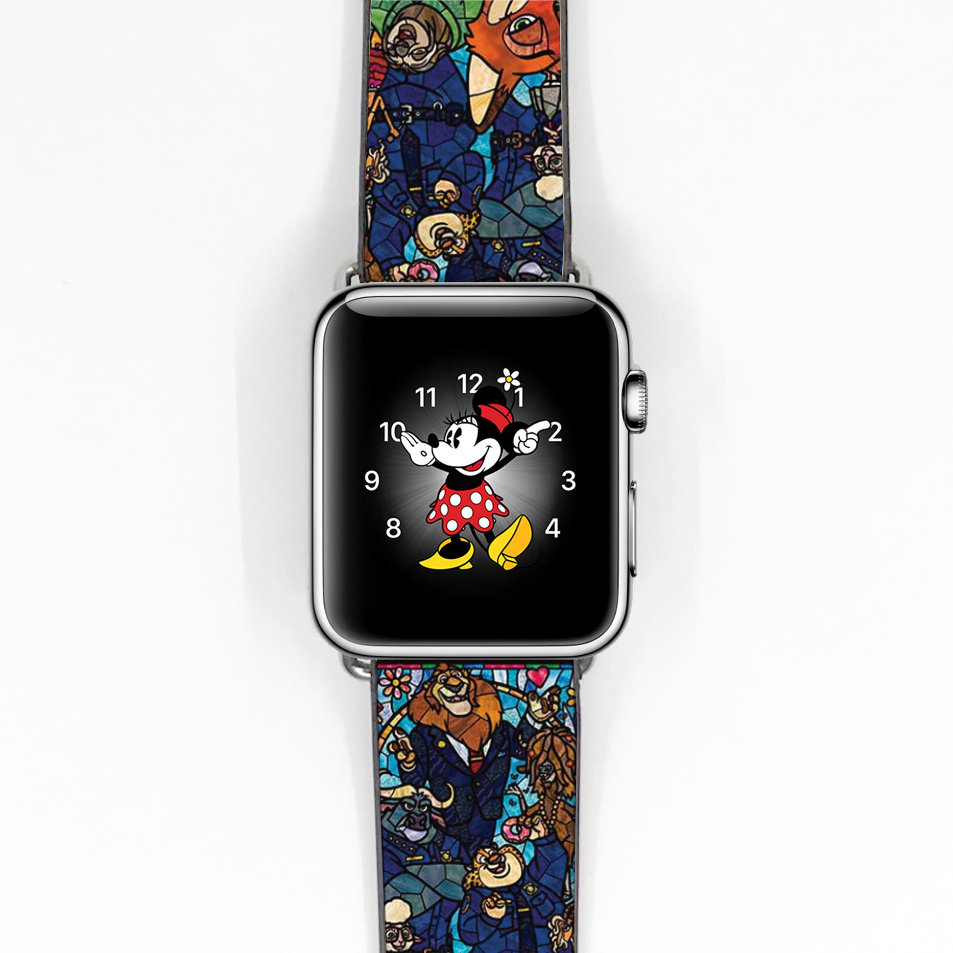 Apple watch band iwth Zootopia  pattern placing on the white Background