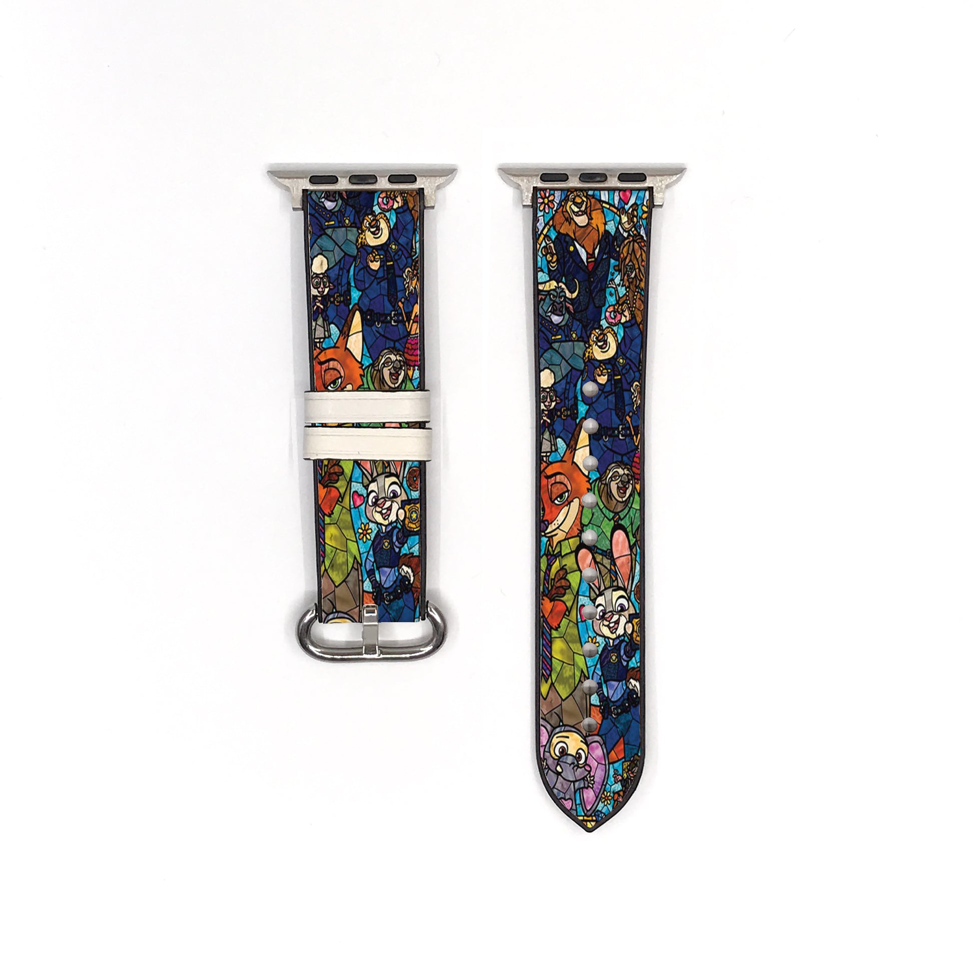 Apple watch band iwth Zootopia  pattern placing on the white Background