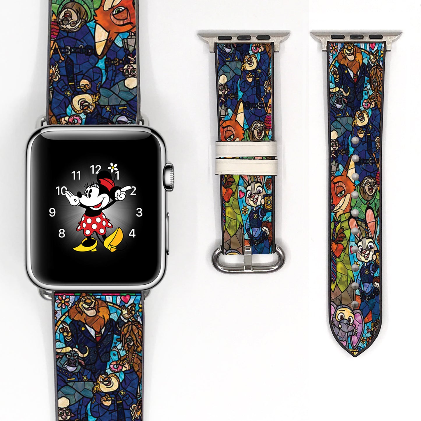 Apple watch band iwth Zootopia  pattern placing on the white Background