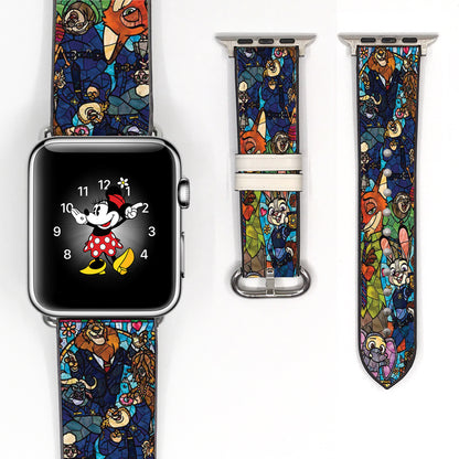 Apple watch band iwth Zootopia  pattern placing on the white Background