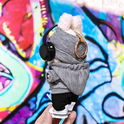 Street Snap Starter Kit Gray Hoodie Photographer Outfit - Handmand Labubu Doll Outfit