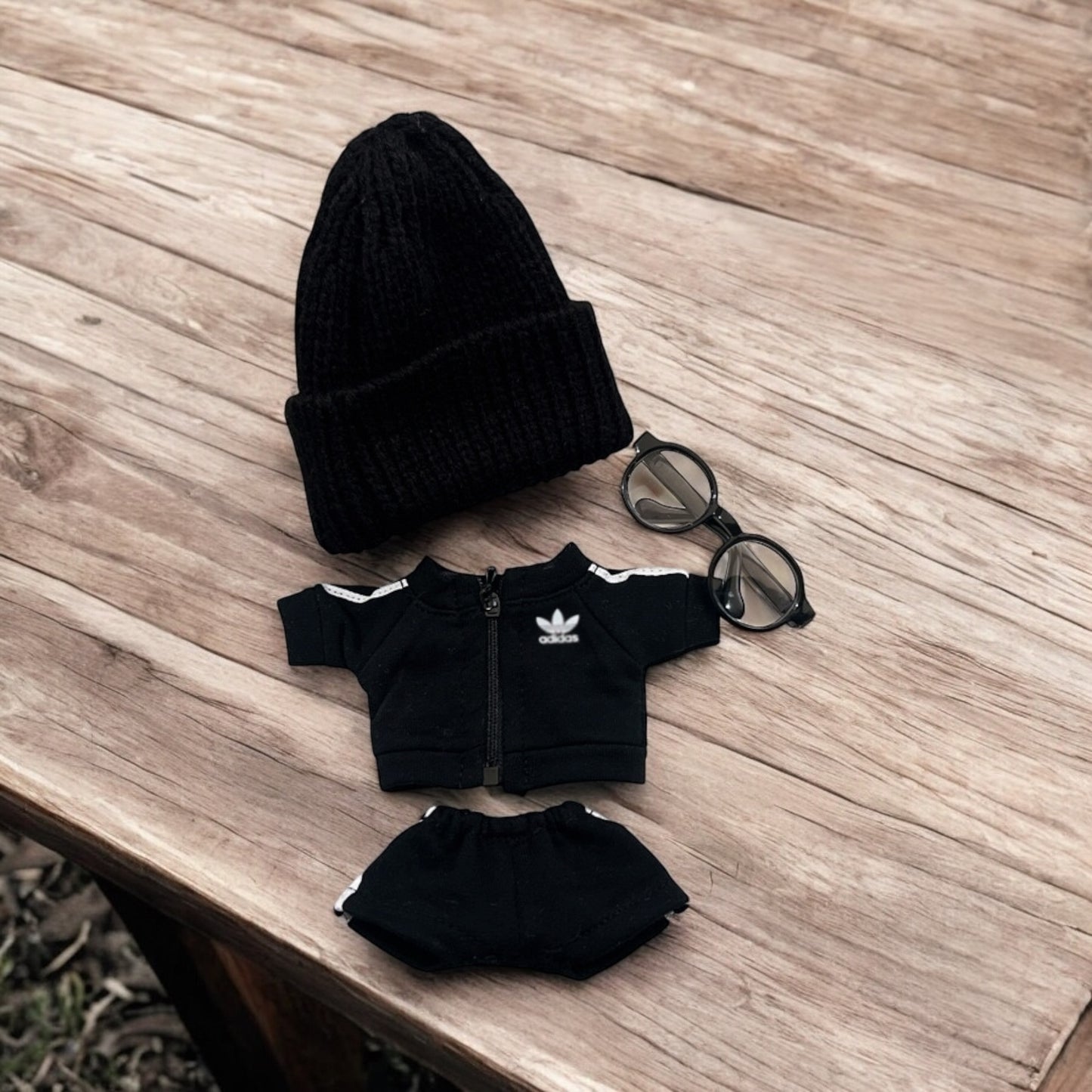 Get sporty with our handmade Labubu Doll outfit! Featuring a sleek black design with a sneaker style, it's perfect for all Labubu versions. Plus, we ship worldwide with fast shipping. (Labubu figure not included.), Labubu Doll Handmand Outfit, Black Sport Wear labubu handmade crochet clothes labubu gifts for her Valentine Day gift, fit for 1st 2nd ver