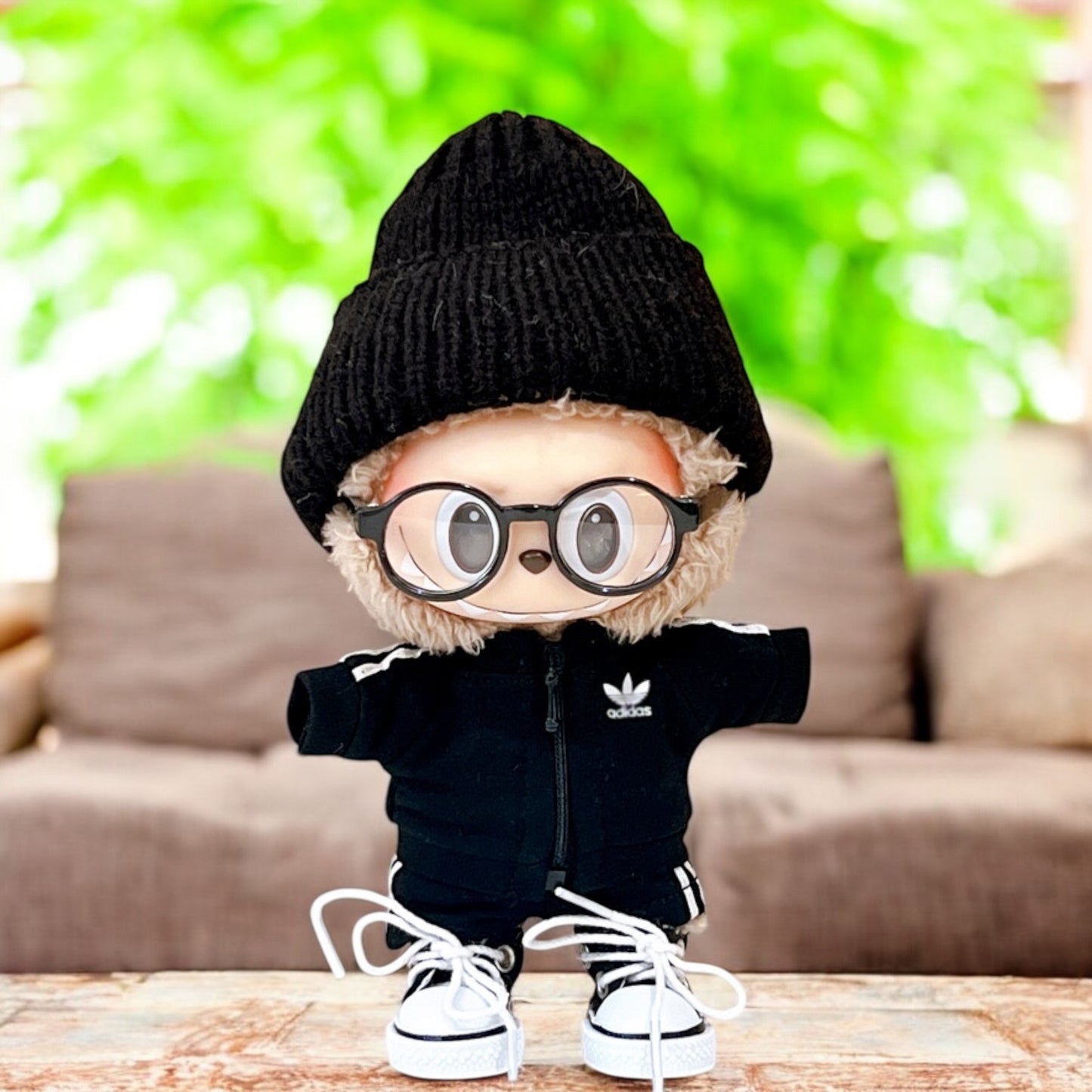 Get sporty with our handmade Labubu Doll outfit! Featuring a sleek black design with a sneaker style, it's perfect for all Labubu versions. Plus, we ship worldwide with fast shipping. (Labubu figure not included.), Labubu Doll Handmand Outfit, Black Sport Wear labubu handmade crochet clothes labubu gifts for her Valentine Day gift, fit for 1st 2nd ver