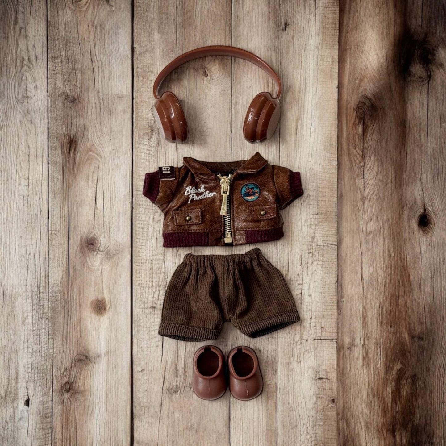 Aviator Vibes Leather Set Outfit - Handmand compatible with Labubu Doll