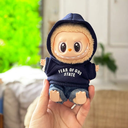 Get your Labubu figure ready for colder weather with this adorable Blue Hoodie Style outfit! Handmade with love, this labubu outfit fits versions 1, 2, and 3. Ships worldwide with fast shipping. (Labubu figure not included.), Blue Hoodie Style - Handmand Labubu Doll Outfit