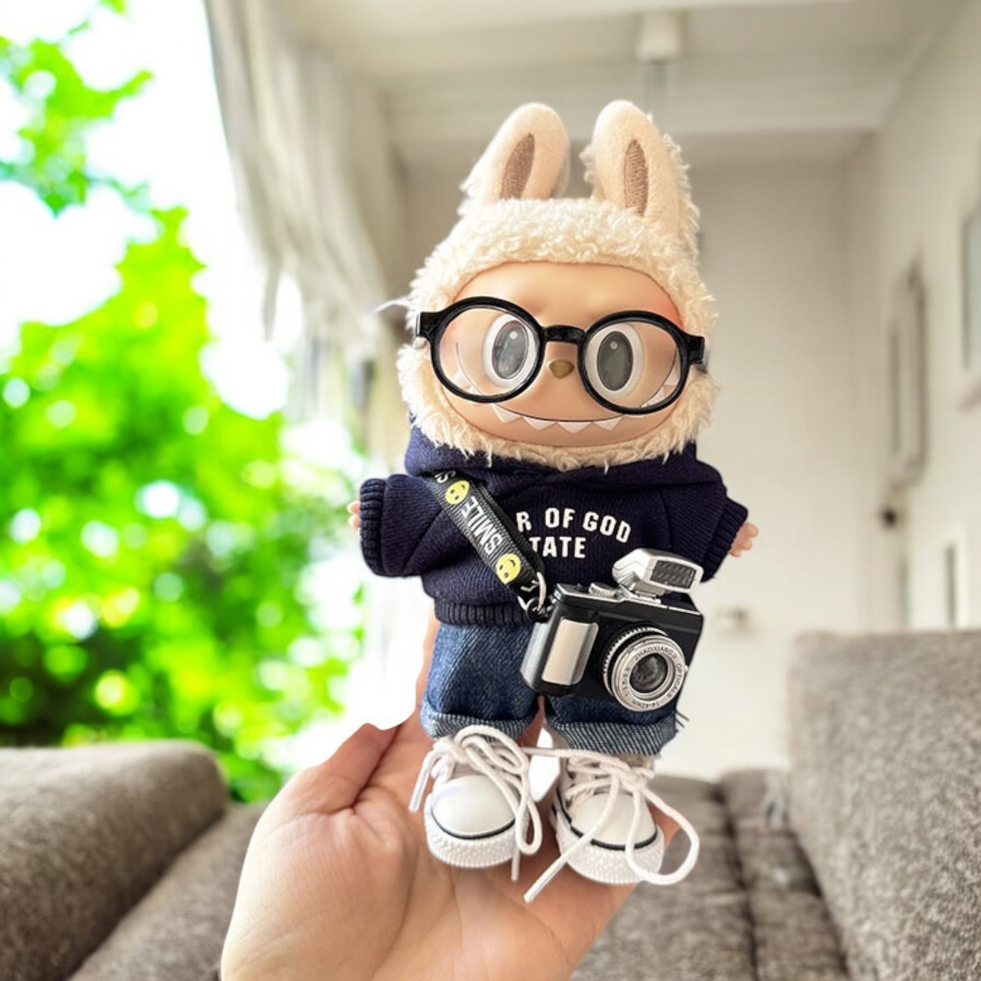 Blue Hoodie Style - Handmand Labubu Doll Outfit