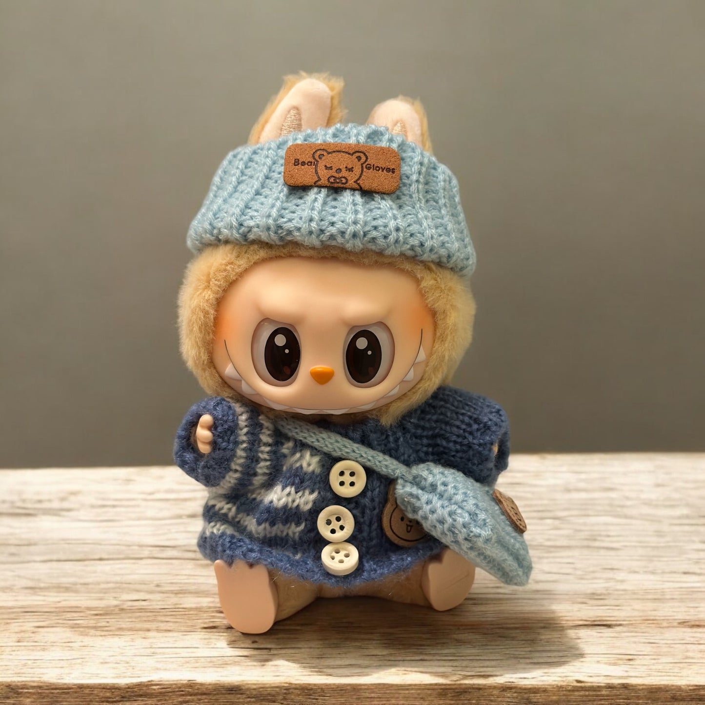 Handmand Knitted Cardigan + Yarn Crossbody Bag Set fits for Labubu 17cm doll