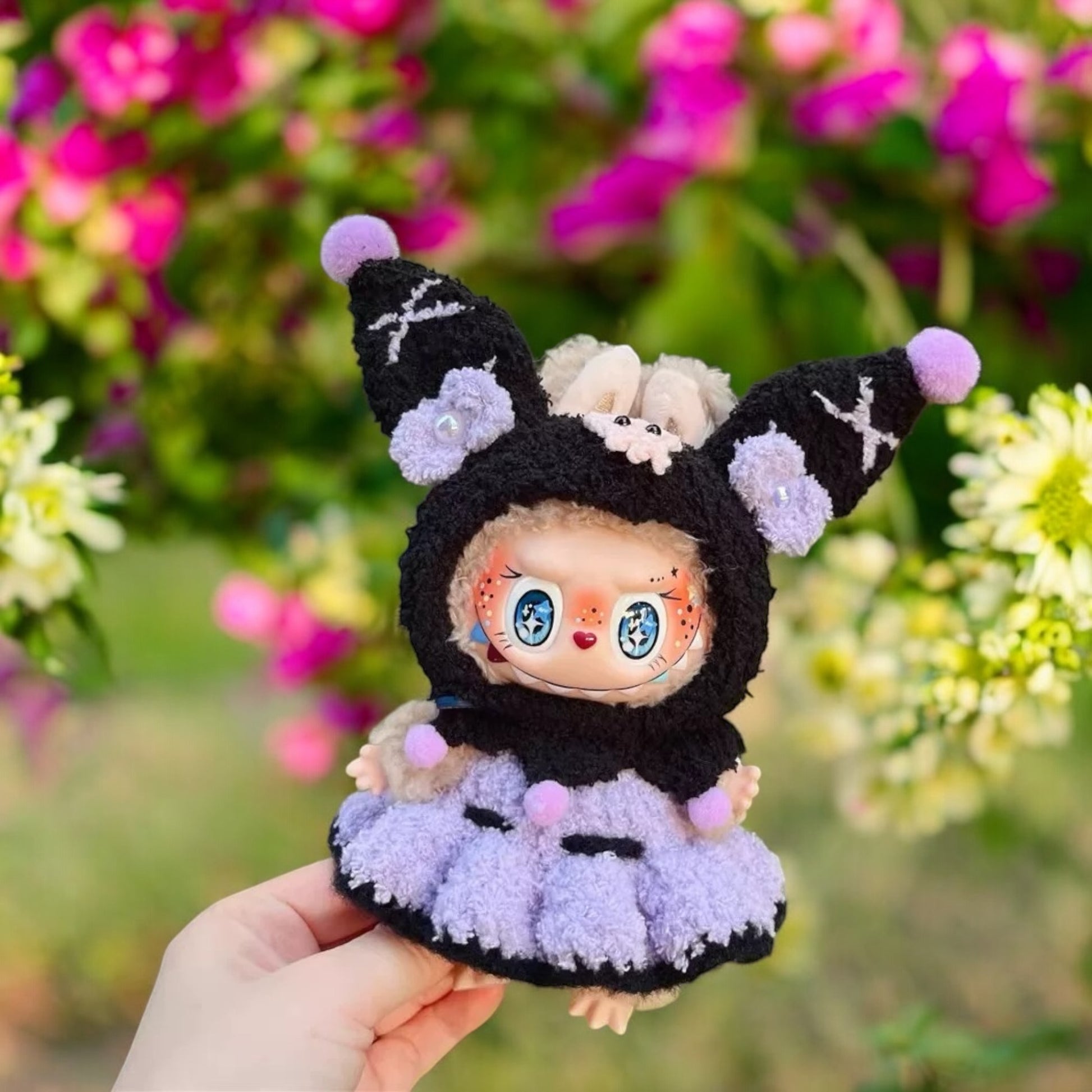 Black Purple Kuromi costum style - Handmand Labubu Doll Outfit