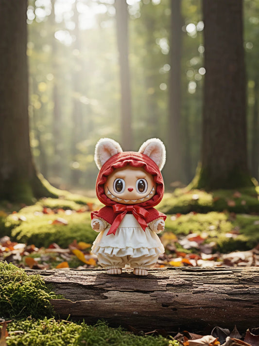 Labubu Little Red Riding Hood Outfit Set – Crimson Cloak & Lace Ruffle Dress for 17cm Plushfor 17cm labubu outfit