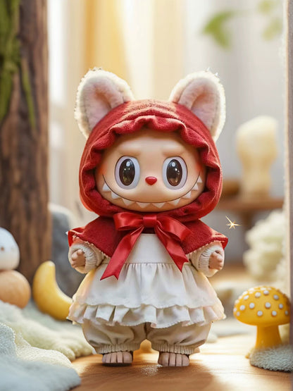 Labubu Little Red Riding Hood Outfit Set – Crimson Cloak & Lace Ruffle Dress for 17cm Plushfor 17cm labubu outfit
